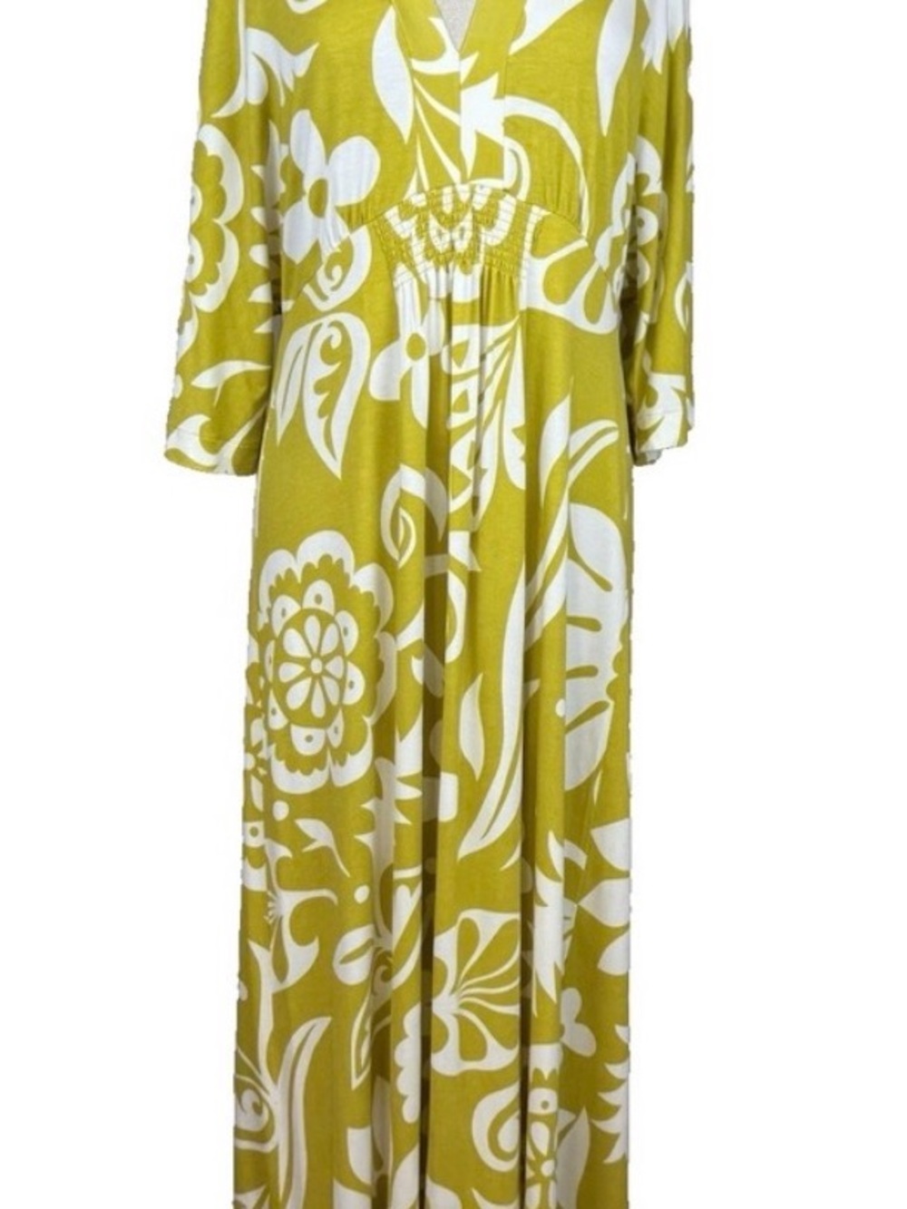 Boden Poppy Maxi Dress Women’s Sz 10 Drapey Jersey Wide Sleeve Yellow